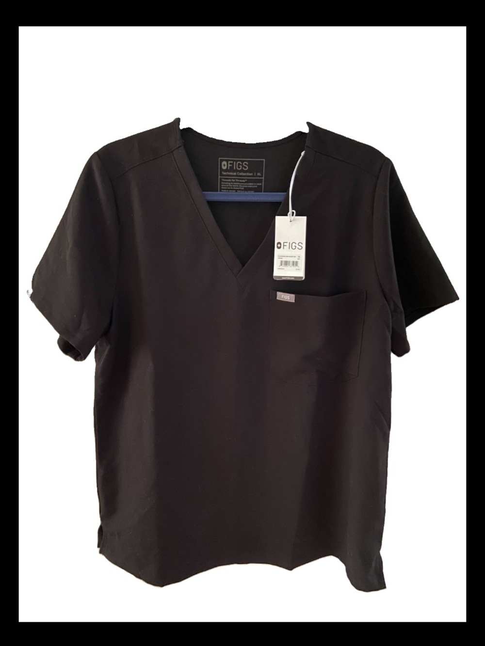 FIGS Catarina one pocket V-Neck Scrub Top in Black XL